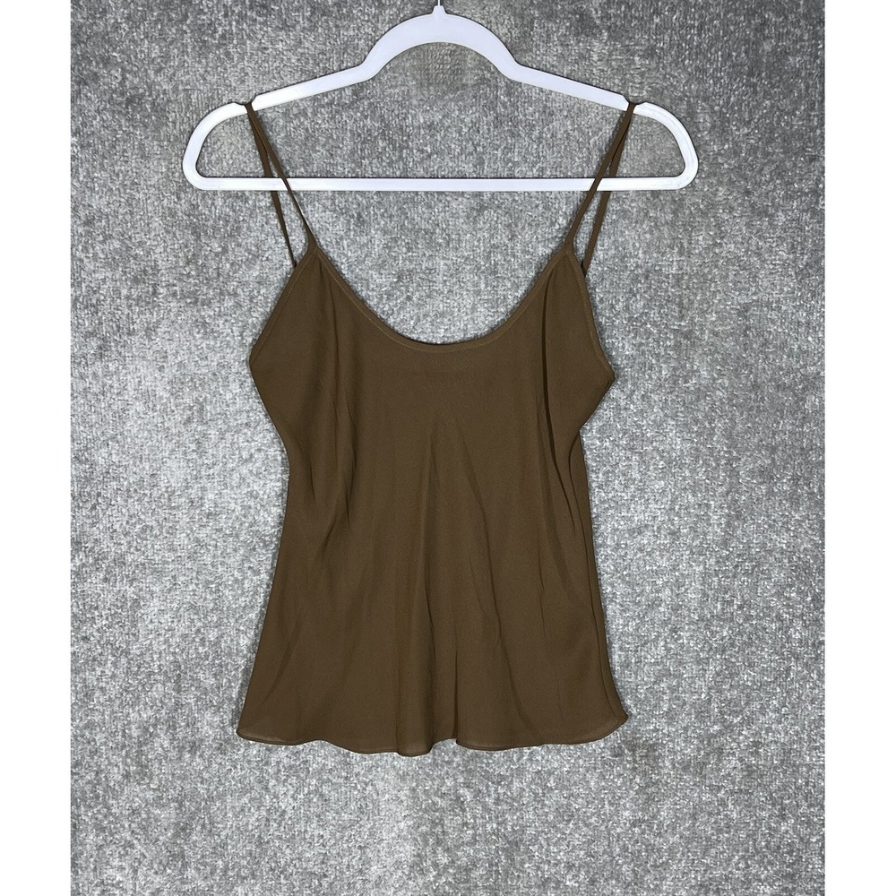 LAUREN Ralph Lauren Camisole Top Womens Size 6 Brown Semi Sheer Scoop Neck Cami